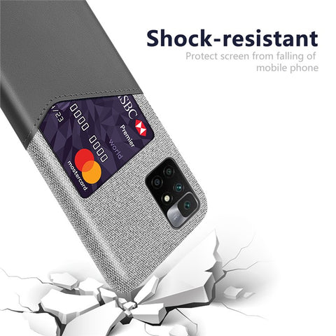 Cloth Texture PU Leather + PC Card Slot Hybrid Phone Case Protective Shell for Xiaomi Redmi Note 11 4G (MediaTek) / 10 4G (2021) / 10 2022 4G