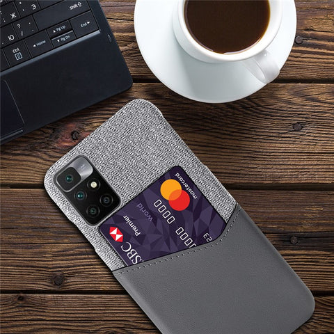 Cloth Texture PU Leather + PC Card Slot Hybrid Phone Case Protective Shell for Xiaomi Redmi Note 11 4G (MediaTek) / 10 4G (2021) / 10 2022 4G