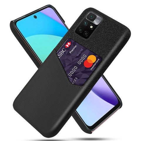 Cloth Texture PU Leather + PC Card Slot Hybrid Phone Case Protective Shell for Xiaomi Redmi Note 11 4G (MediaTek) / 10 4G (2021) / 10 2022 4G