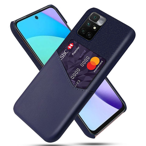 Cloth Texture PU Leather + PC Card Slot Hybrid Phone Case Protective Shell for Xiaomi Redmi Note 11 4G (MediaTek) / 10 4G (2021) / 10 2022 4G