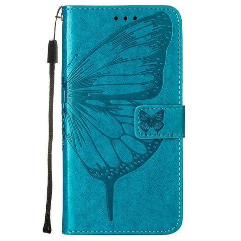 Butterfly Flower Pattern Imprinted PU Leather Wallet Stand Flip Case with Carrying Strap for Xiaomi Redmi 9A / 9i (India) / 9AT