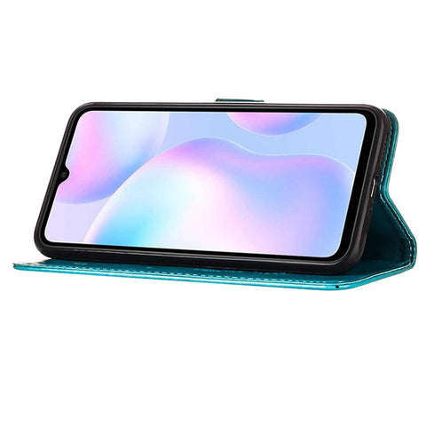Butterfly Flower Pattern Imprinted PU Leather Wallet Stand Flip Case with Carrying Strap for Xiaomi Redmi 9A / 9i (India) / 9AT