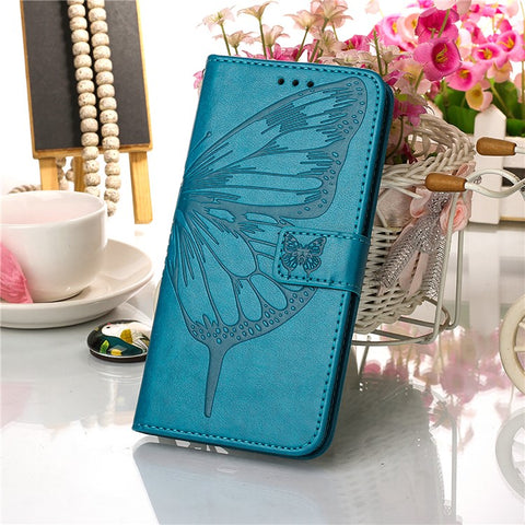 Butterfly Flower Pattern Imprinted PU Leather Wallet Stand Flip Case with Carrying Strap for Xiaomi Redmi 9A / 9i (India) / 9AT
