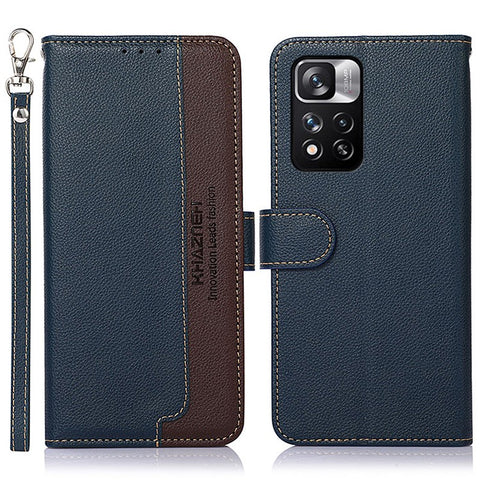 KHAZNEH RFID Litchi Blocking Texture Phone Shell Well-protected Anti-theft Swiping Leather Cover with Stand Wallet for Xiaomi Redmi Note 11 Pro 5G (China) (MediaTek)/11 Pro+ 5G