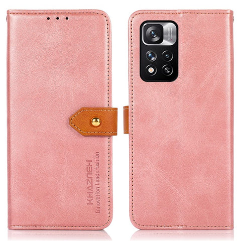 KHAZNEH Magnetic Golden Clasp PU Leather Cover Stand Wallet Flip Phone Case for Xiaomi Redmi Note 11 Pro 5G (China) (MediaTek)/11 Pro+ 5G