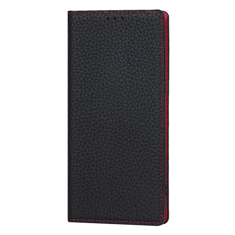 Litchi Skin Genuine Leather Phone Cover Anti-fall Stand Design Phone Case with Wrist Strap for Xiaomi Redmi Note 10 JE