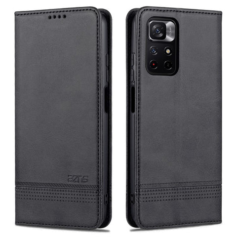AZNS Auto-absorbed Wallet Design PU Leather Shockproof Phone Stand Cover Case for Xiaomi Redmi Note 11 5G (China) (MediaTek)/Poco M4 Pro 5G