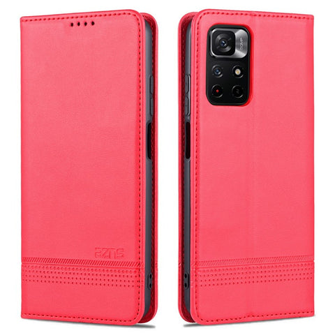 AZNS Auto-absorbed Wallet Design PU Leather Shockproof Phone Stand Cover Case for Xiaomi Redmi Note 11 5G (China) (MediaTek)/Poco M4 Pro 5G