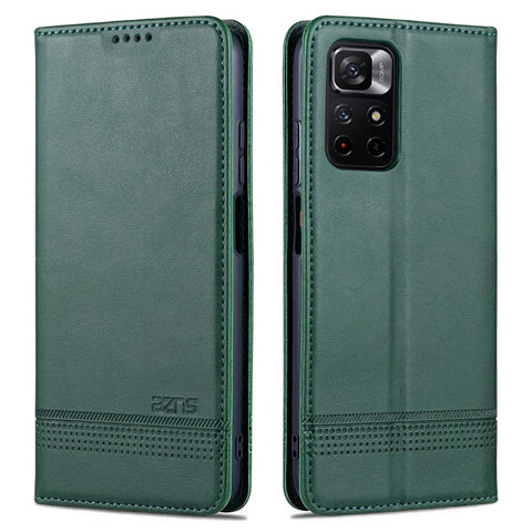 AZNS Auto-absorbed Wallet Design PU Leather Shockproof Phone Stand Cover Case for Xiaomi Redmi Note 11 5G (China) (MediaTek)/Poco M4 Pro 5G
