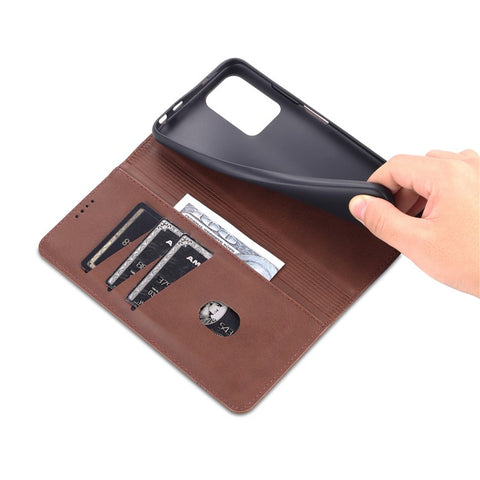 AZNS Anti-fall Well-protected Auto-absorbed Wallet Design PU Leather Phone Stand Cover Case for Xiaomi Redmi Note 11 Pro 5G (China) (MediaTek)/11 Pro+ 5G