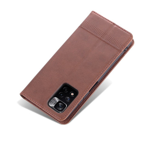 AZNS Anti-fall Well-protected Auto-absorbed Wallet Design PU Leather Phone Stand Cover Case for Xiaomi Redmi Note 11 Pro 5G (China) (MediaTek)/11 Pro+ 5G