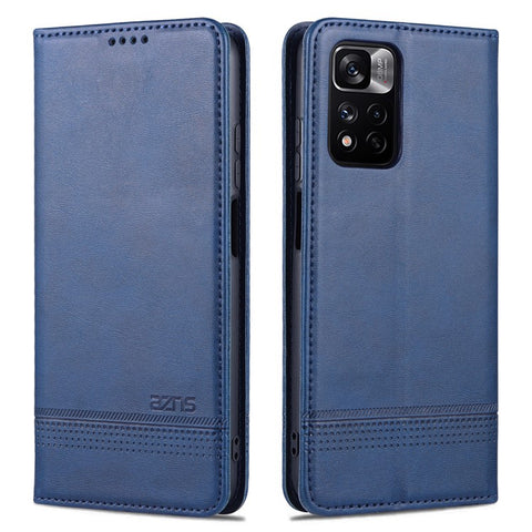 AZNS Anti-fall Well-protected Auto-absorbed Wallet Design PU Leather Phone Stand Cover Case for Xiaomi Redmi Note 11 Pro 5G (China) (MediaTek)/11 Pro+ 5G