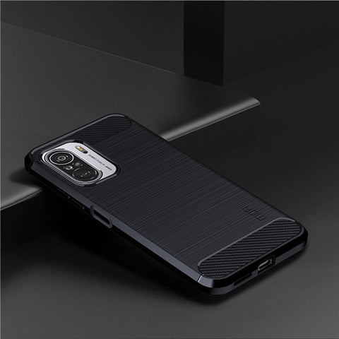 MOFI Brushed Carbon Fiber Design Case Shockproof Light Slim Soft TPU Cover for Xiaomi Redmi K40/K40 Pro/K40 Pro+/Mi 11i/Poco F3
