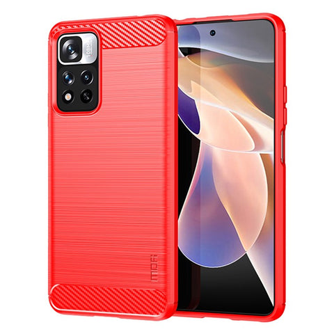 MOFI Shockproof Carbon Fiber Brushed Texture TPU Phone Case for Xiaomi Redmi Note 11 Pro+ 5G/Redmi Note 11 Pro 5G (China) (MediaTek)