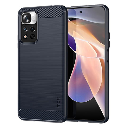 MOFI Shockproof Carbon Fiber Brushed Texture TPU Phone Case for Xiaomi Redmi Note 11 Pro+ 5G/Redmi Note 11 Pro 5G (China) (MediaTek)