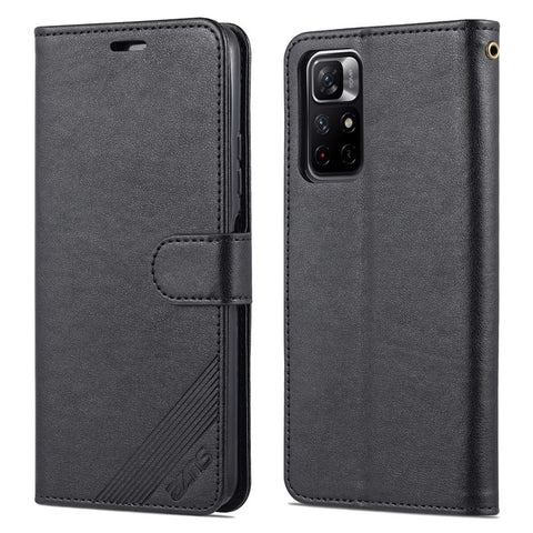 AZNS for Xiaomi Redmi Note 11 5G (China) (MediaTek)/Note 11T 5G/Note 11S 5G PU Leather Anti-Drop Dual-Sided Magnetic Clasp Wallet Holder Design Phone Case