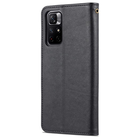 AZNS for Xiaomi Redmi Note 11 5G (China) (MediaTek)/Note 11T 5G/Note 11S 5G PU Leather Anti-Drop Dual-Sided Magnetic Clasp Wallet Holder Design Phone Case