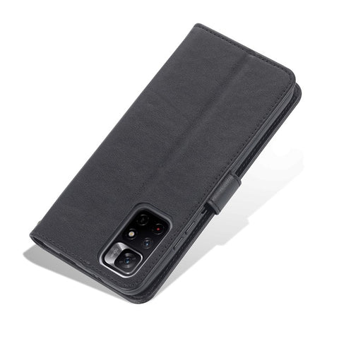 AZNS for Xiaomi Redmi Note 11 5G (China) (MediaTek)/Note 11T 5G/Note 11S 5G PU Leather Anti-Drop Dual-Sided Magnetic Clasp Wallet Holder Design Phone Case