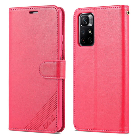 AZNS for Xiaomi Redmi Note 11 5G (China) (MediaTek)/Note 11T 5G/Note 11S 5G PU Leather Anti-Drop Dual-Sided Magnetic Clasp Wallet Holder Design Phone Case