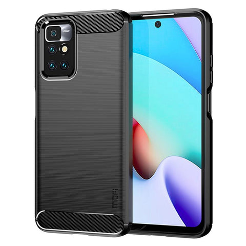 MOFI Brushed Carbon Fiber Surface Soft TPU Cover Phone Back Case for Xiaomi Redmi Note 11 4G (MediaTek)/10 4G (2021)/10 2022 4G/10 Prime