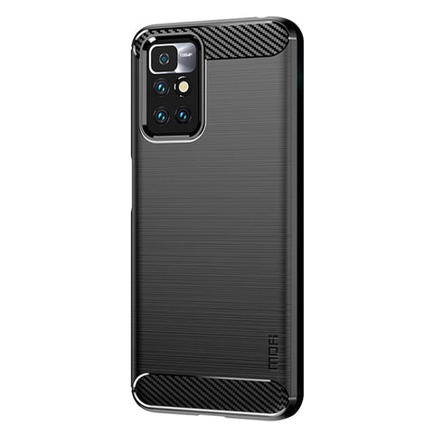 MOFI Brushed Carbon Fiber Surface Soft TPU Cover Phone Back Case for Xiaomi Redmi Note 11 4G (MediaTek)/10 4G (2021)/10 2022 4G/10 Prime