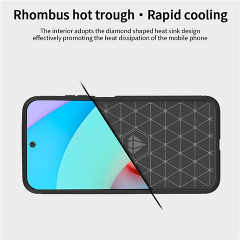 MOFI Brushed Carbon Fiber Surface Soft TPU Cover Phone Back Case for Xiaomi Redmi Note 11 4G (MediaTek)/10 4G (2021)/10 2022 4G/10 Prime