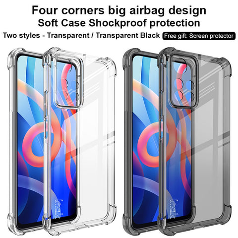 IMAK Four Corner Airbags Shockproof Transparent TPU Phone Case Cover with Screen Protector for Xiaomi Redmi Note 11 Pro+ 5G/Redmi Note 11 Pro 5G (China) (MediaTek)