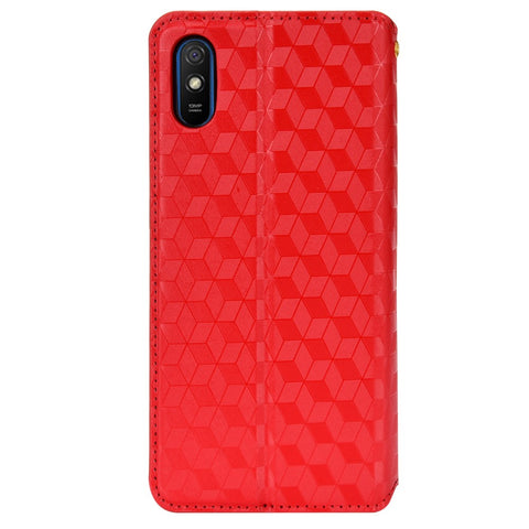Foldable Stand 3D Rhombus Pattern Auto Closure Magnetic Leather Case Wallet Phone Cover for Xiaomi Redmi 9A/Redmi 9AT/Redmi 9i