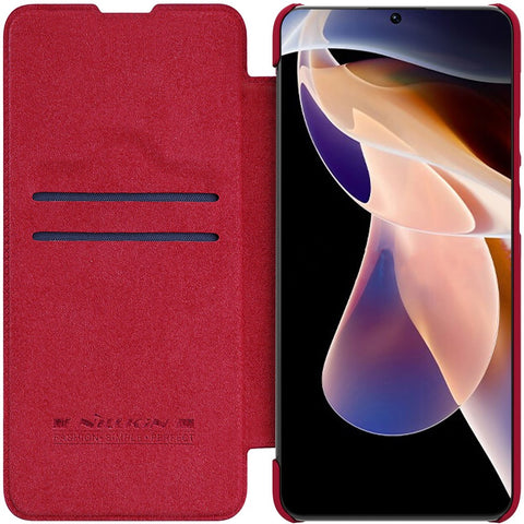 NILLKIN Qin Series PU Leather + PC Full Protection Phone Case Cover with Card Holder for Xiaomi Redmi Note 11 Pro 5G (China) (MediaTek)/11 Pro+ 5G