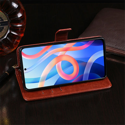 IDEWEI Lightweight Premium PU Leather and TPU Good Protection Stand Wallet Mobile Phone Cover for Xiaomi Redmi Note 11 Pro+ 5G/11 Pro 5G (China) (MediaTek)