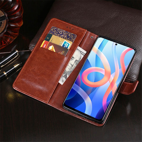 IDEWEI Lightweight Premium PU Leather and TPU Good Protection Stand Wallet Mobile Phone Cover for Xiaomi Redmi Note 11 Pro+ 5G/11 Pro 5G (China) (MediaTek)