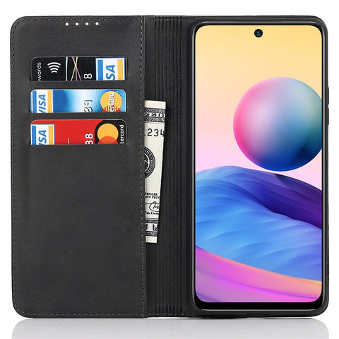 Magnetic Absorption PU Leather Shockproof TPU Stand Flip Wallet Phone Cover for Xiaomi Redmi Note 10 JE