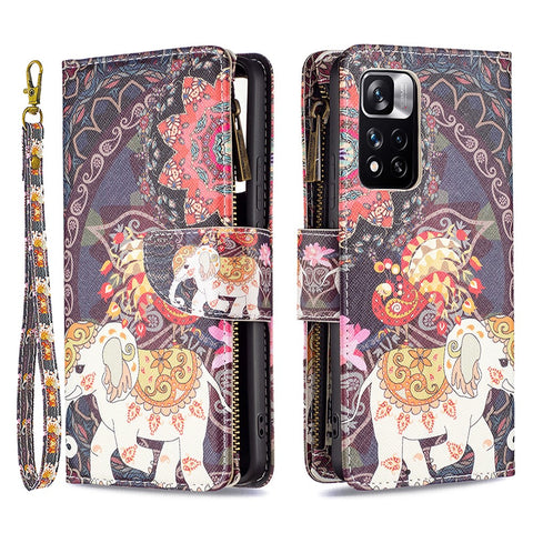 Pattern Printing PU Leather Zipper Wallet Case Stand Cover for Xiaomi Redmi Note 11 Pro 5G (China) (Mediatek) / Note 11 Pro+ 5G