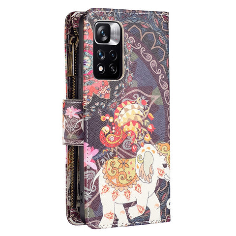 Pattern Printing PU Leather Zipper Wallet Case Stand Cover for Xiaomi Redmi Note 11 Pro 5G (China) (Mediatek) / Note 11 Pro+ 5G