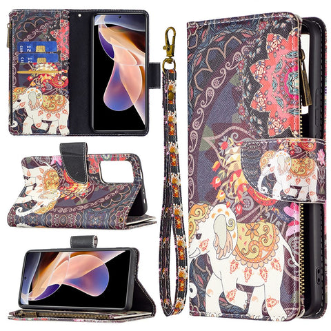 Pattern Printing PU Leather Zipper Wallet Case Stand Cover for Xiaomi Redmi Note 11 Pro 5G (China) (Mediatek) / Note 11 Pro+ 5G
