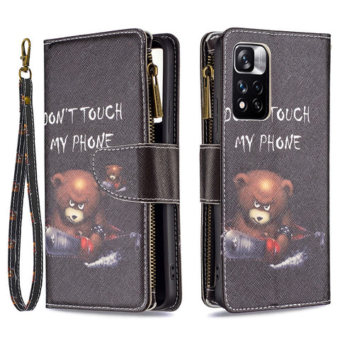 Pattern Printing PU Leather Zipper Wallet Case Stand Cover for Xiaomi Redmi Note 11 Pro 5G (China) (Mediatek) / Note 11 Pro+ 5G