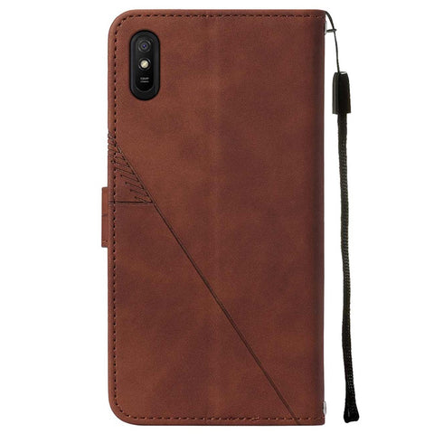 PB2 Series Stylish Imprinting Lines PU Leather Flip Wallet Case Stand Phone Covering Shell for Xiaomi Redmi 9AT / Redmi 9i / Redmi 9A
