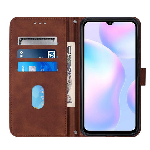 PB2 Series Stylish Imprinting Lines PU Leather Flip Wallet Case Stand Phone Covering Shell for Xiaomi Redmi 9AT / Redmi 9i / Redmi 9A
