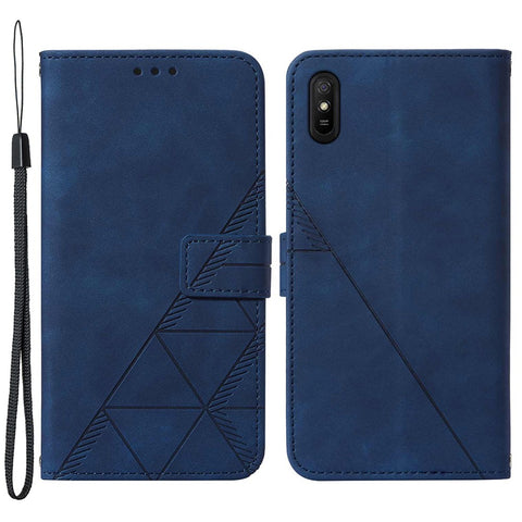 PB2 Series Stylish Imprinting Lines PU Leather Flip Wallet Case Stand Phone Covering Shell for Xiaomi Redmi 9AT / Redmi 9i / Redmi 9A
