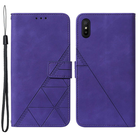 PB2 Series Stylish Imprinting Lines PU Leather Flip Wallet Case Stand Phone Covering Shell for Xiaomi Redmi 9AT / Redmi 9i / Redmi 9A