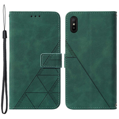 PB2 Series Stylish Imprinting Lines PU Leather Flip Wallet Case Stand Phone Covering Shell for Xiaomi Redmi 9AT / Redmi 9i / Redmi 9A