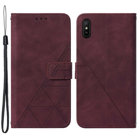 PB2 Series Stylish Imprinting Lines PU Leather Flip Wallet Case Stand Phone Covering Shell for Xiaomi Redmi 9AT / Redmi 9i / Redmi 9A