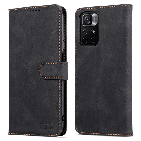AZNS for Xiaomi Poco M4 Pro 5G / Redmi Note 11 5G (China) (MediaTek) Magnetic Closure PU Leather Flip Wallet Case Stand Phone Cover