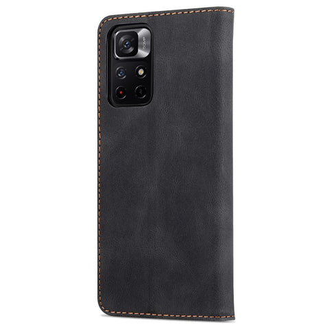 AZNS for Xiaomi Poco M4 Pro 5G / Redmi Note 11 5G (China) (MediaTek) Magnetic Closure PU Leather Flip Wallet Case Stand Phone Cover