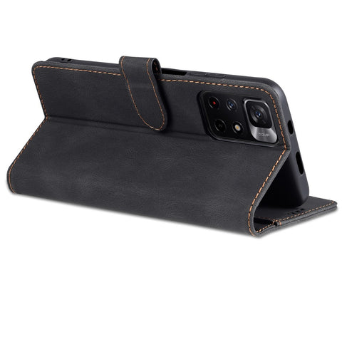 AZNS for Xiaomi Poco M4 Pro 5G / Redmi Note 11 5G (China) (MediaTek) Magnetic Closure PU Leather Flip Wallet Case Stand Phone Cover