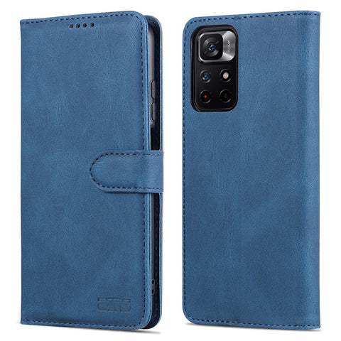 AZNS for Xiaomi Poco M4 Pro 5G / Redmi Note 11 5G (China) (MediaTek) Magnetic Closure PU Leather Flip Wallet Case Stand Phone Cover