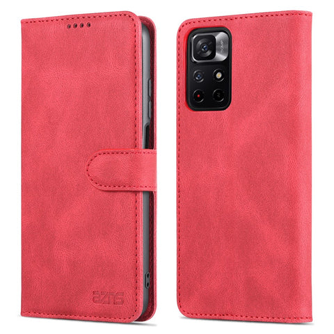 AZNS for Xiaomi Poco M4 Pro 5G / Redmi Note 11 5G (China) (MediaTek) Magnetic Closure PU Leather Flip Wallet Case Stand Phone Cover