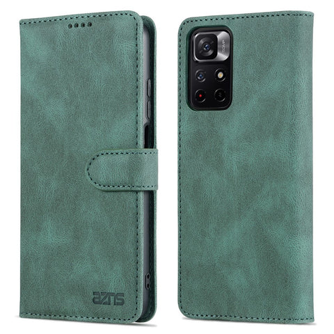 AZNS for Xiaomi Poco M4 Pro 5G / Redmi Note 11 5G (China) (MediaTek) Magnetic Closure PU Leather Flip Wallet Case Stand Phone Cover