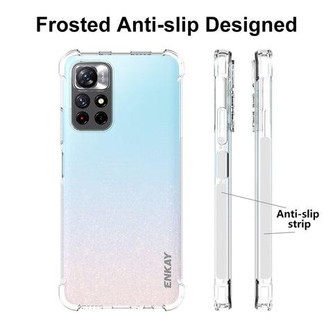 ENKAY HAT PRINCE Shock-absorbing Corners Non-yellowing Crystal Clear TPU Cover Mobile Phone Shell with Anti-slip Edge for Xiaomi Redmi Note 11 5G (China) (MediaTek)/Redmi Note Redmi Note 11T 5G/Note 11S 5G
