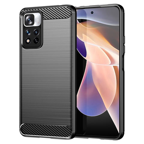 1.8mm Thin Stain-proof Carbon Fiber Brushed Texture Soft TPU Phone Protective Cover for Xiaomi Poco X4 NFC 5G